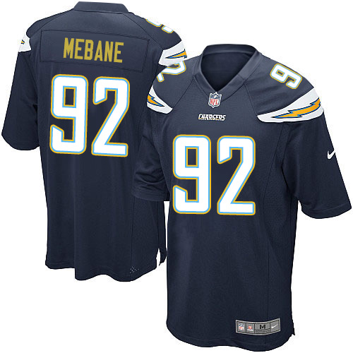 Men's Game Brandon Mebane Nike Jersey Navy Blue Home - #92 NFL Los Angeles Chargers